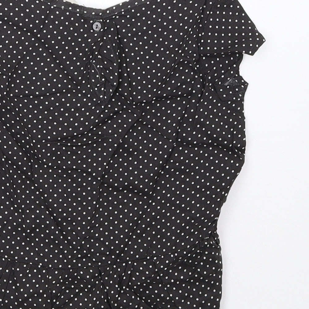 H&M Girls Black Polka Dot  Basic T-Shirt Size 2-3 Years