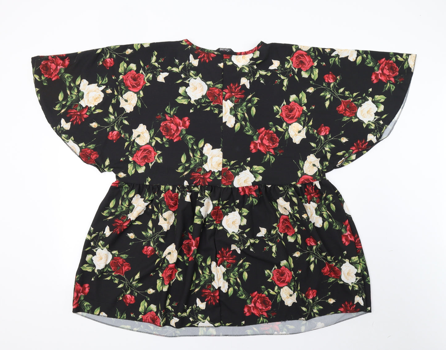 Yours Womens Black Floral  Basic T-Shirt Size 24