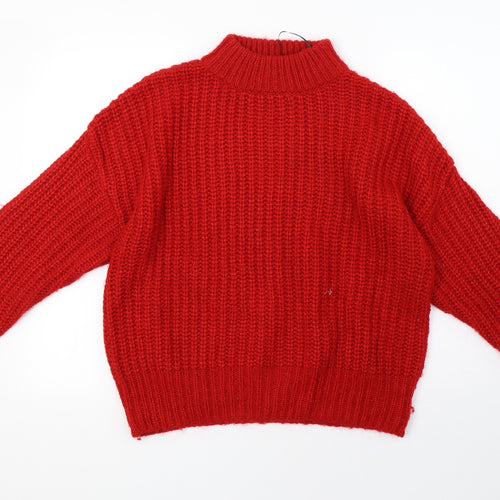 H&M Womens Red  Knit Pullover Sweatshirt Size M
