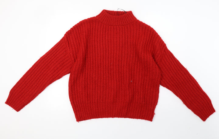 H&M Womens Red Knit Pullover Sweatshirt Size M