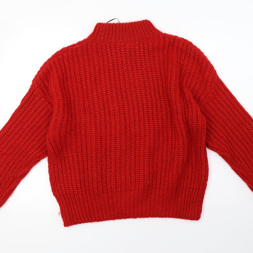 H&M Womens Red  Knit Pullover Sweatshirt Size M
