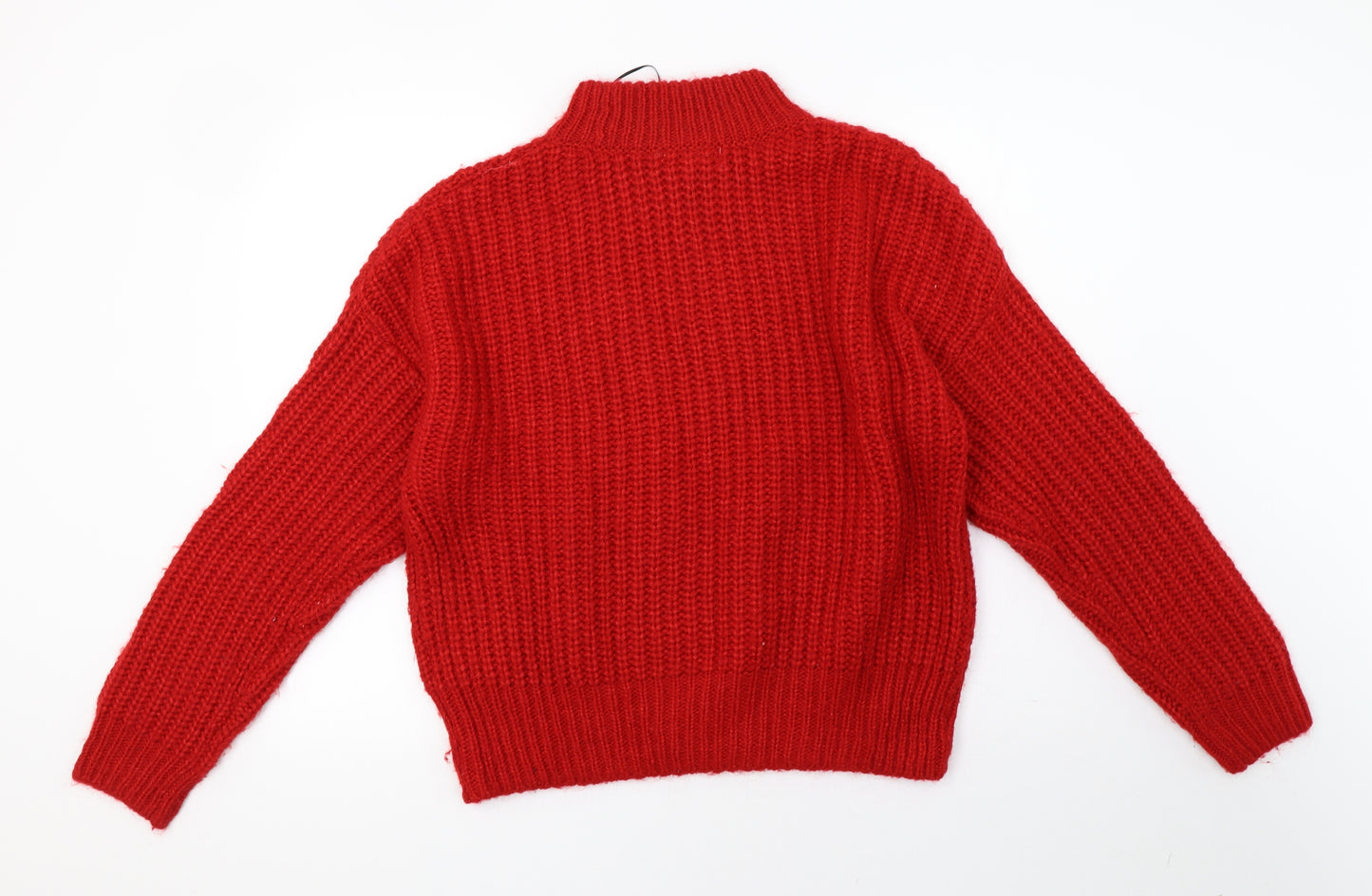 H&M Womens Red  Knit Pullover Sweatshirt Size M