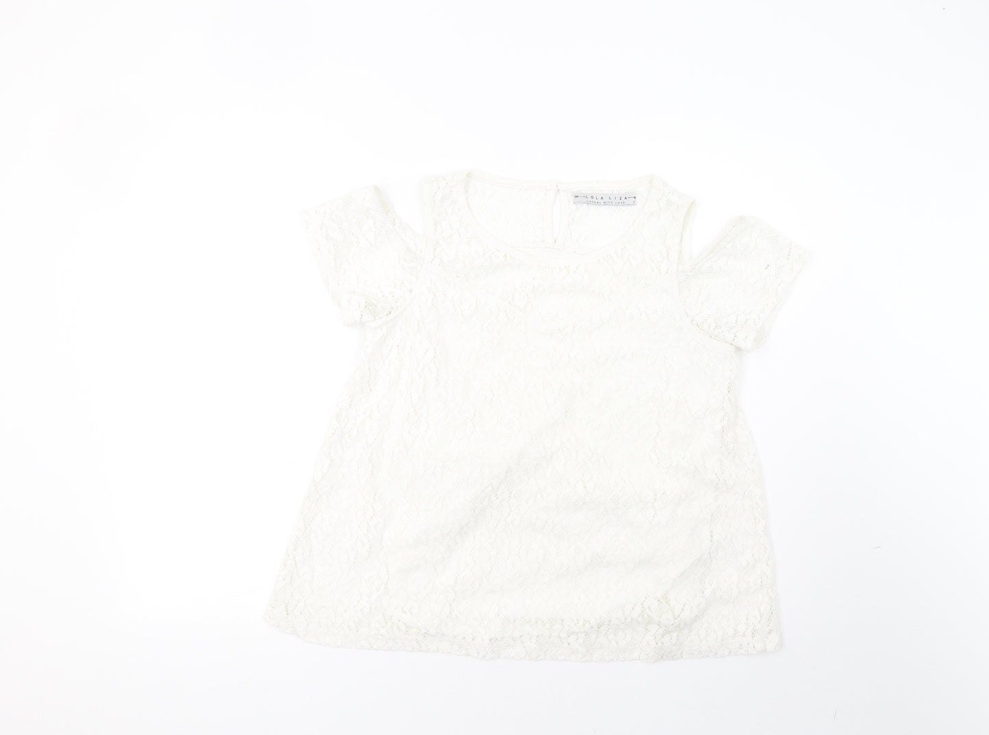 lola liza Womens White   Basic T-Shirt Size M