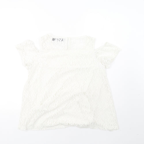 lola liza Womens White   Basic T-Shirt Size M
