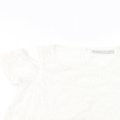 lola liza Womens White   Basic T-Shirt Size M