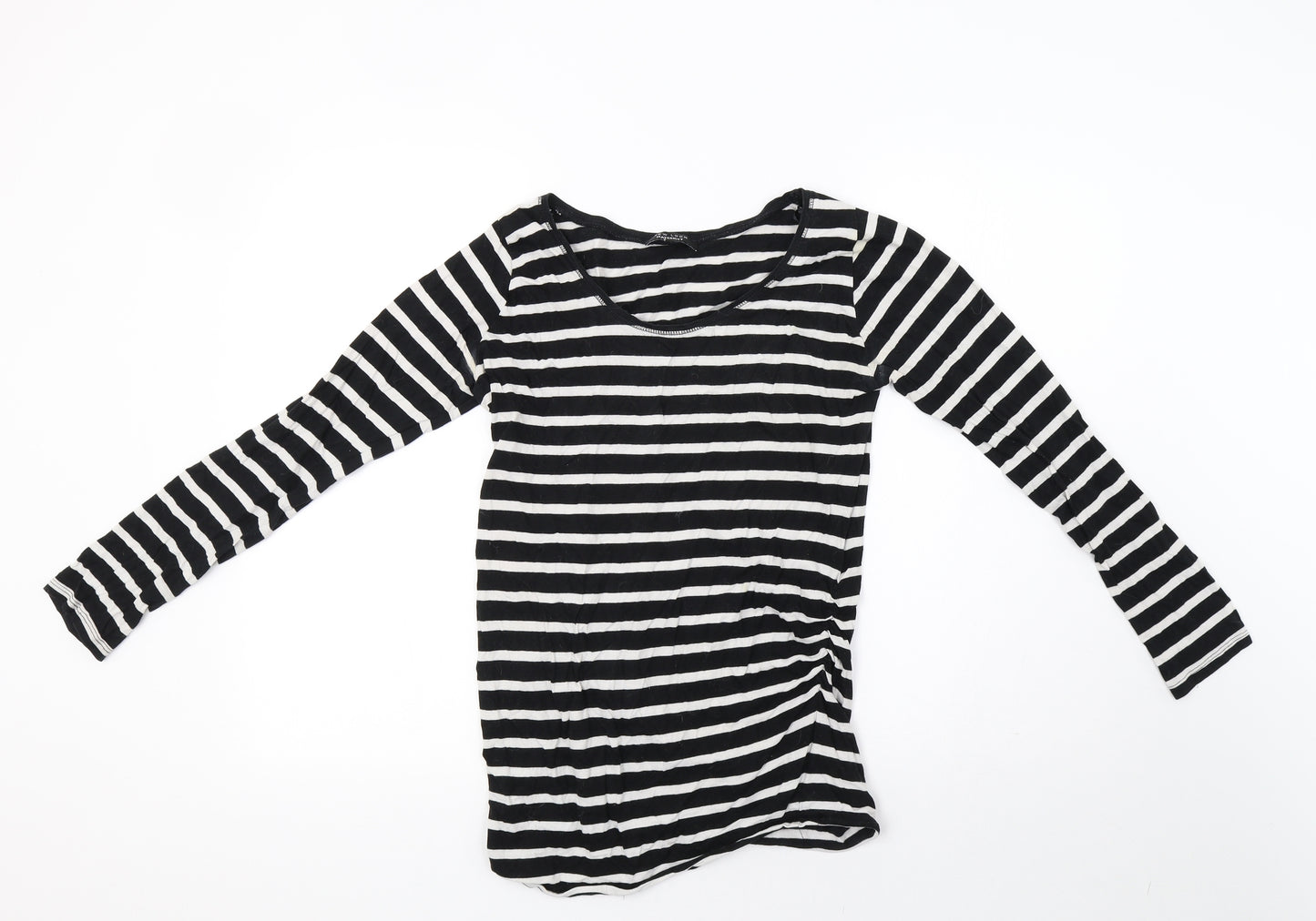 New Look Womens White Striped  Pullover Sweatshirt Size 10