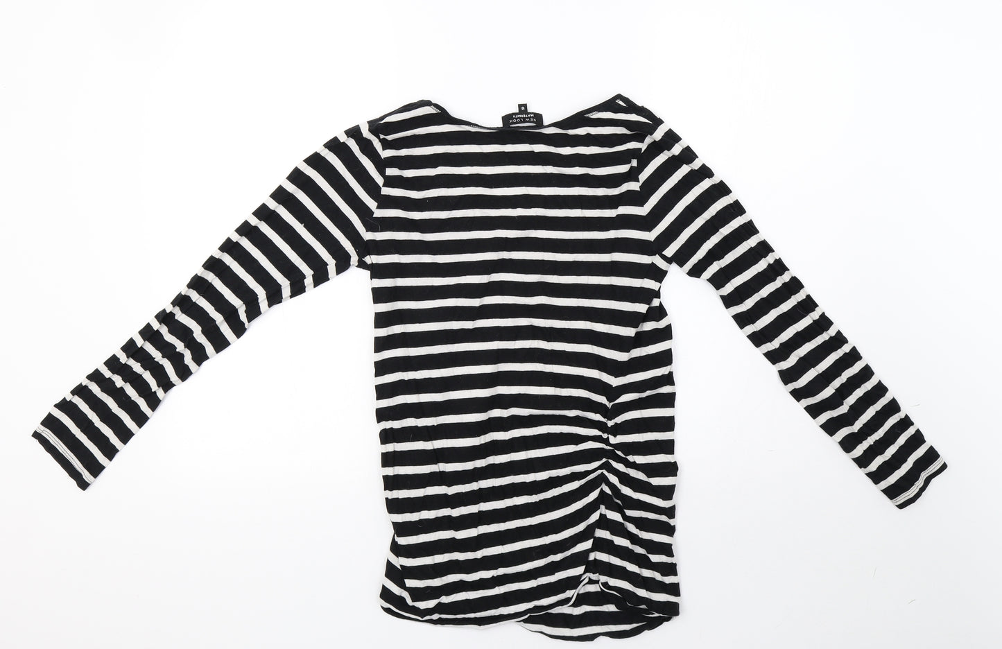 New Look Womens White Striped  Pullover Sweatshirt Size 10