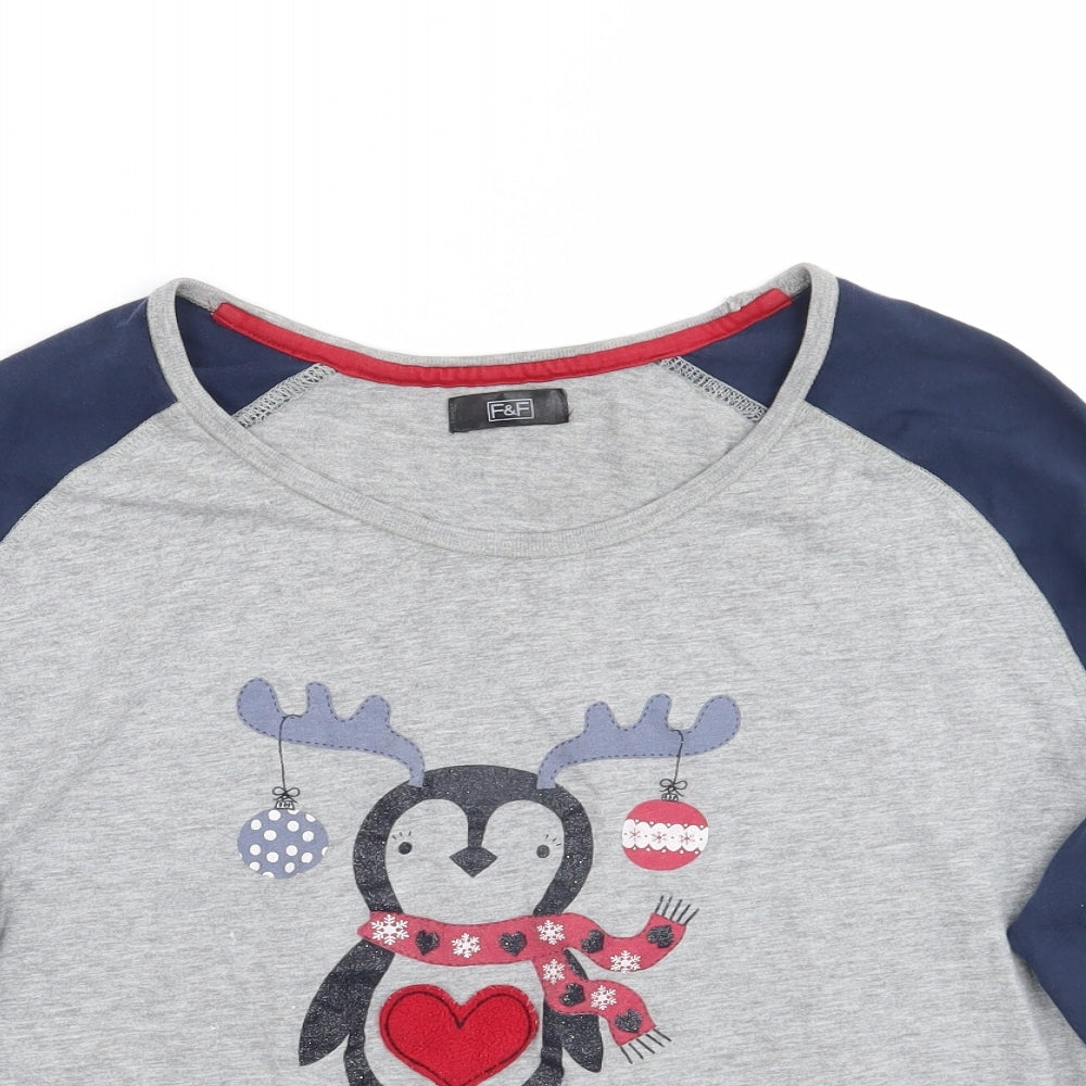 F&F Womens Grey   Top Pyjama Top Size 16