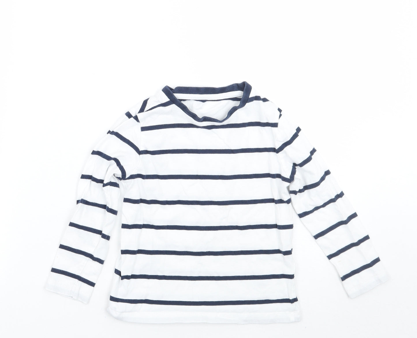 Marks and Spencer Boys White Striped  Basic T-Shirt Size 3-4 Years