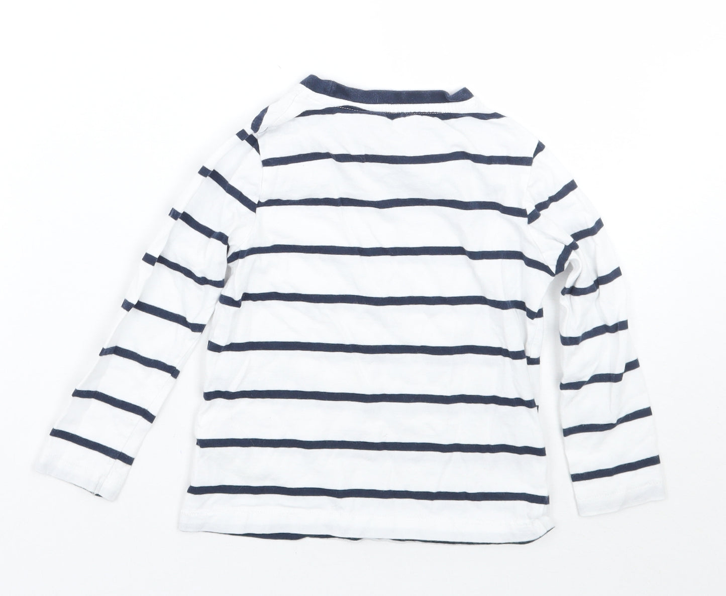 Marks and Spencer Boys White Striped  Basic T-Shirt Size 3-4 Years