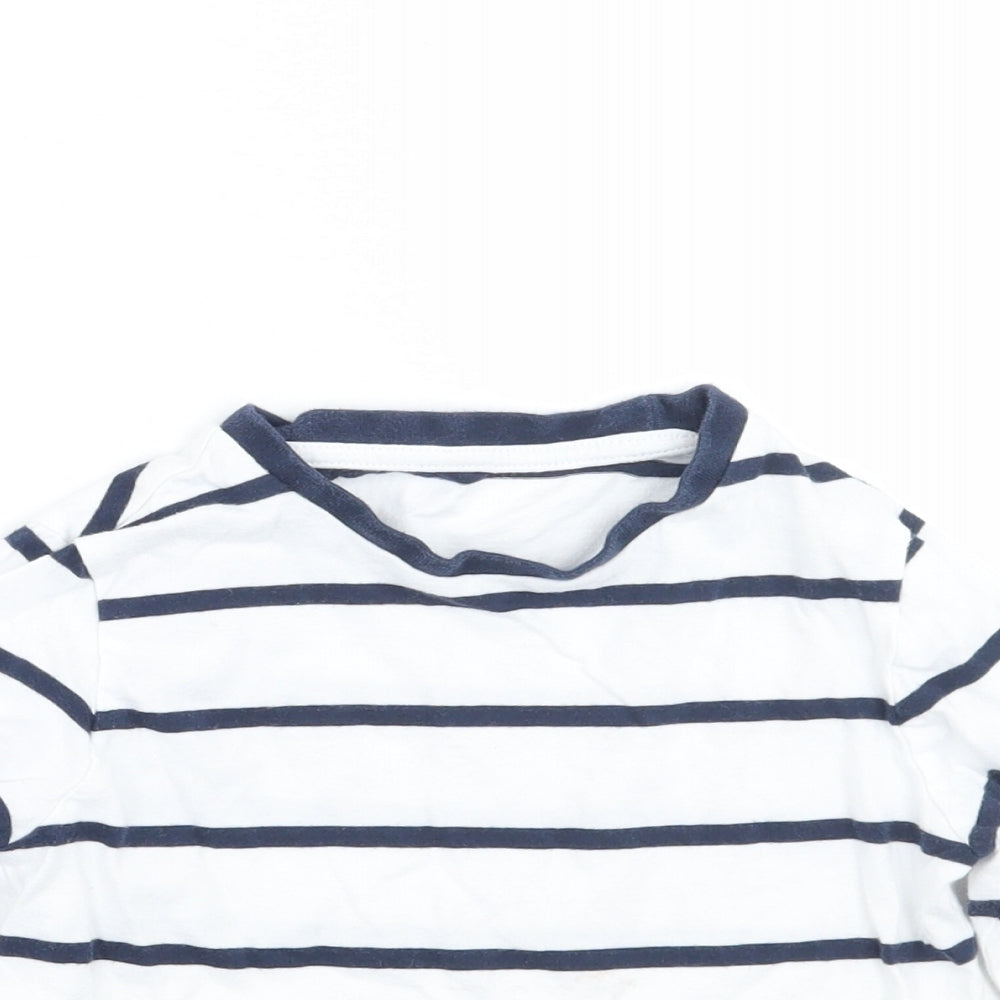Marks and Spencer Boys White Striped  Basic T-Shirt Size 3-4 Years