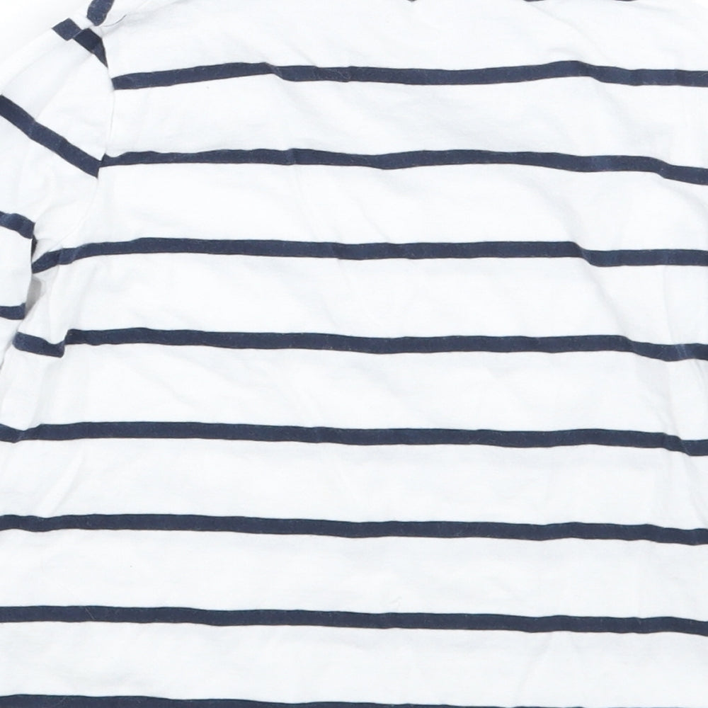 Marks and Spencer Boys White Striped  Basic T-Shirt Size 3-4 Years