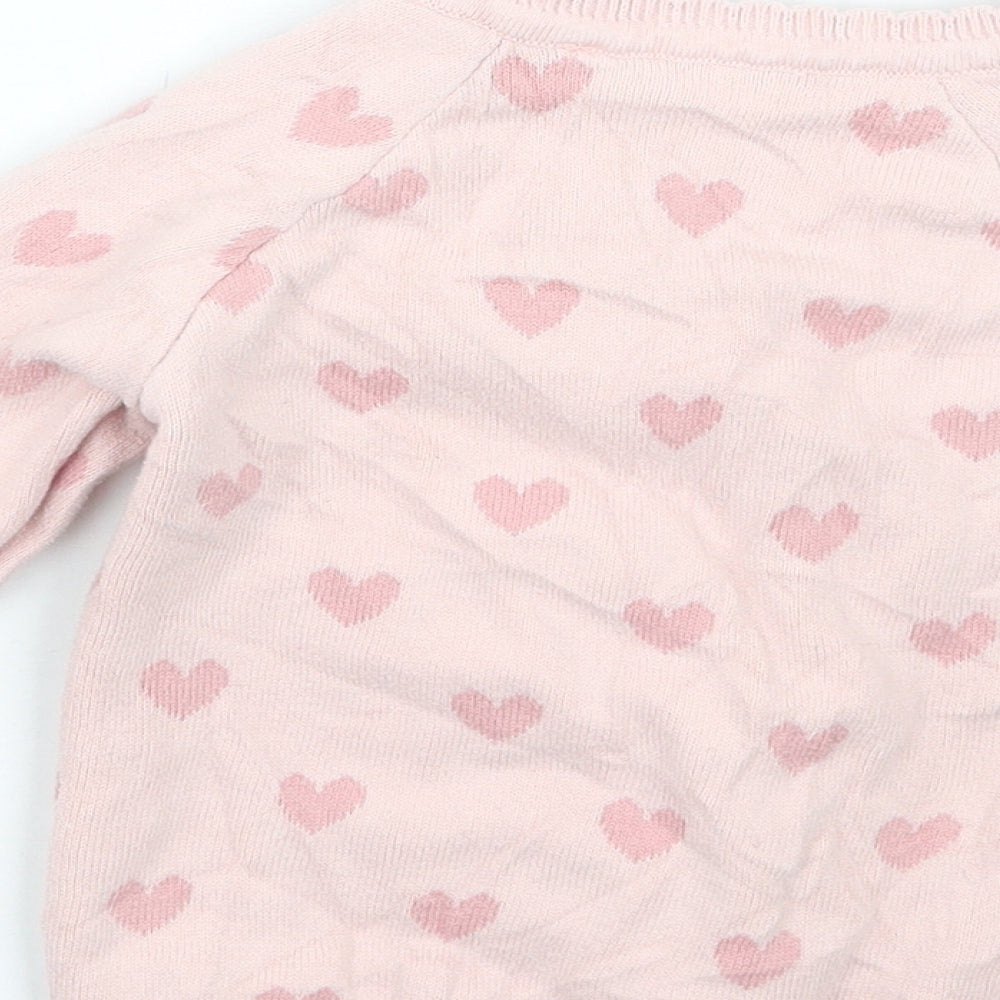 TU Girls Pink Geometric  Cardigan Jumper Size 18-24 Months