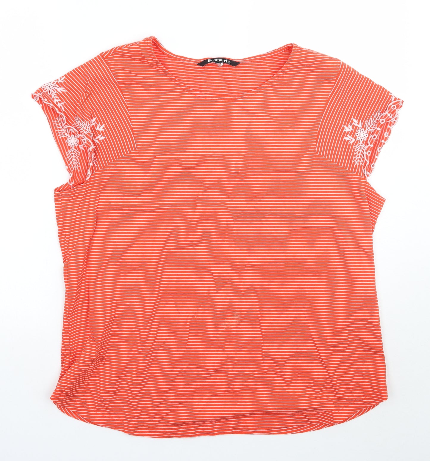 Bonmarché Womens Orange Striped  Basic T-Shirt Size 18