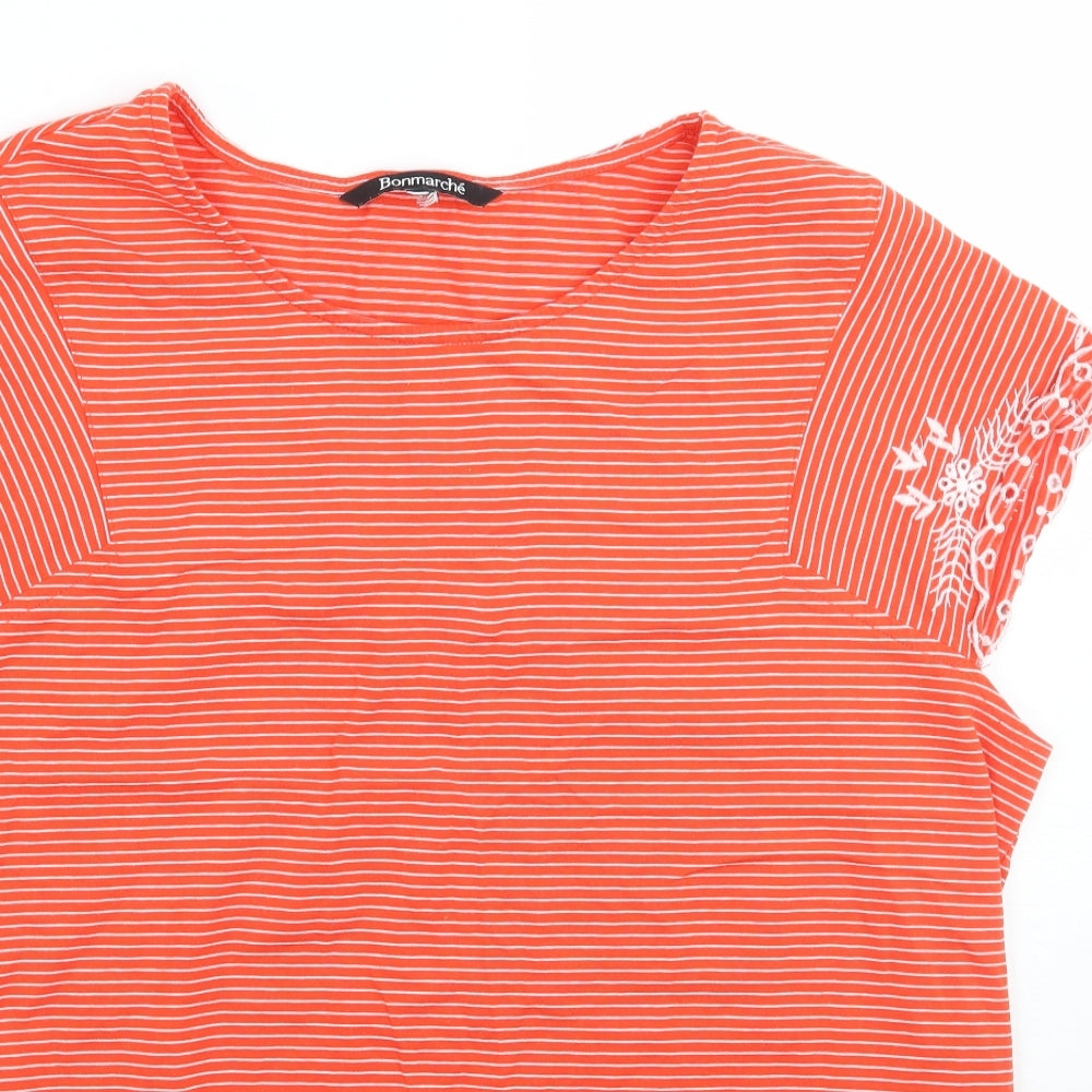 Bonmarché Womens Orange Striped  Basic T-Shirt Size 18