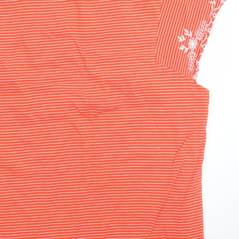 Bonmarché Womens Orange Striped  Basic T-Shirt Size 18