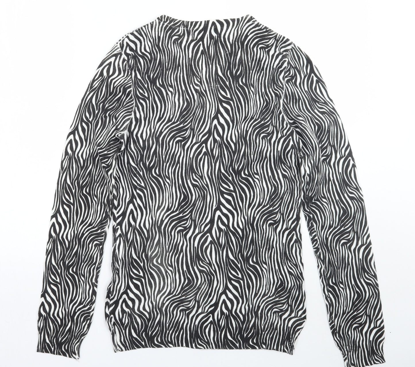 Bershka Womens White Animal Print  Cardigan Jumper Size M