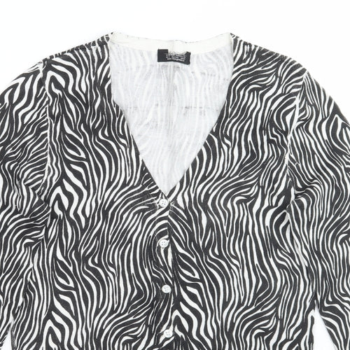 Bershka Womens White Animal Print  Cardigan Jumper Size M