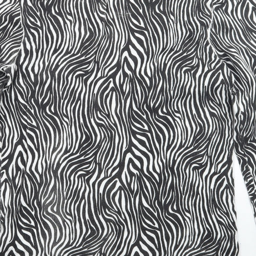 Bershka Womens White Animal Print  Cardigan Jumper Size M