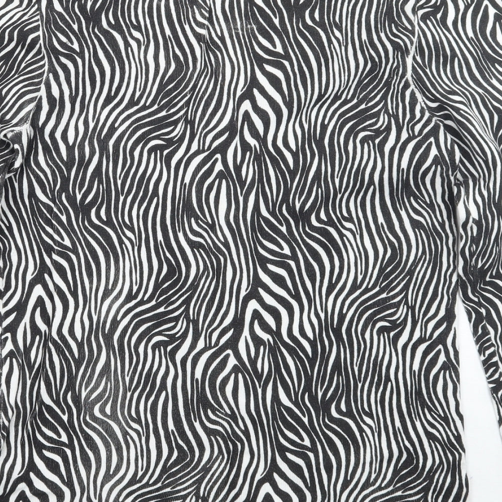 Bershka Womens White Animal Print  Cardigan Jumper Size M