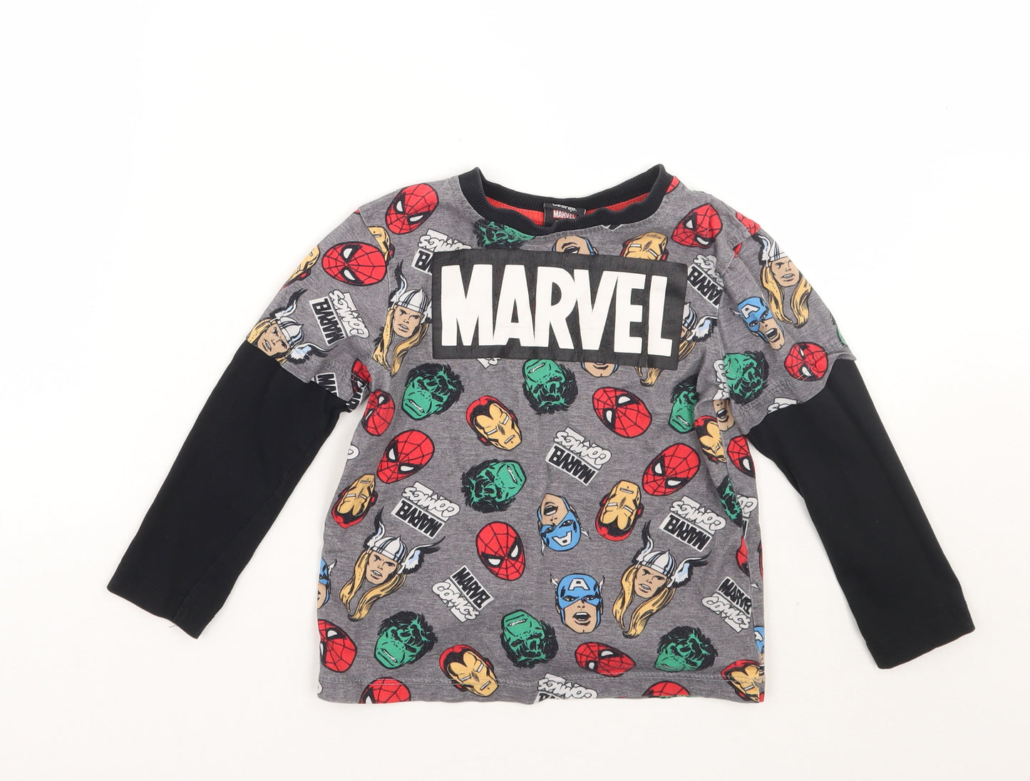 George Boys Grey   Basic T-Shirt Size 3-4 Years  - Marvel