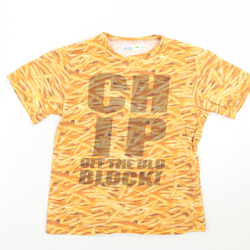 M&Co Girls Orange Batik  Basic T-Shirt Size 8-9 Years