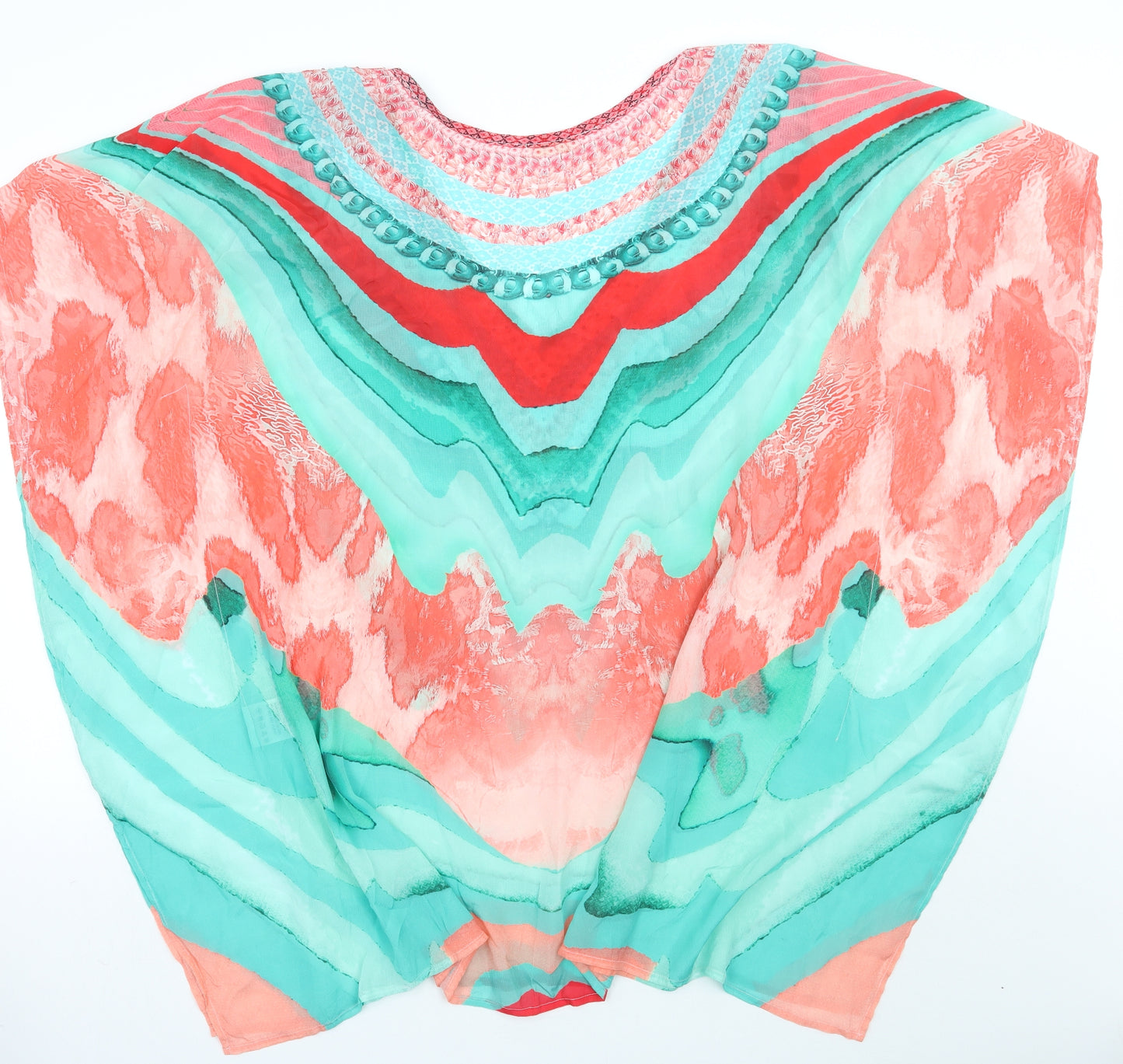 Lindsey brown Womens Green Geometric  Basic Blouse One Size