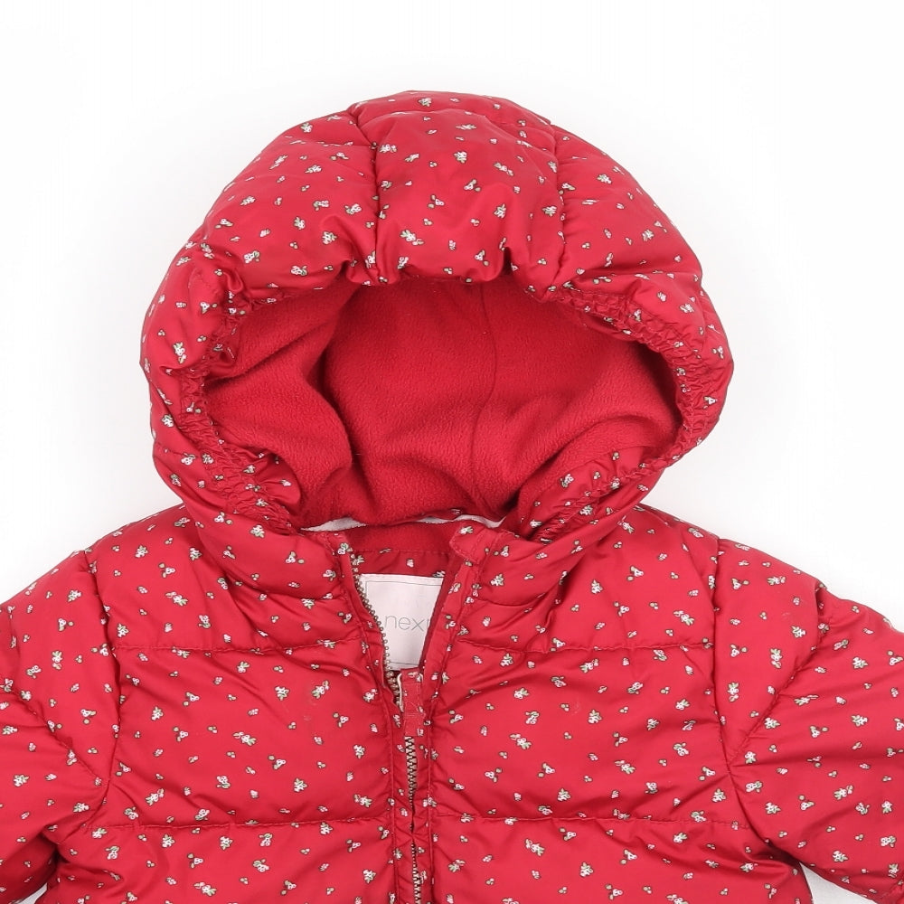NEXT Girls Red Floral  Jacket Coat Size 4-5 Years