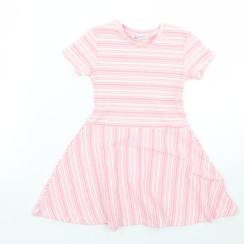 Primark Girls Pink Striped  A-Line  Size 6-7 Years