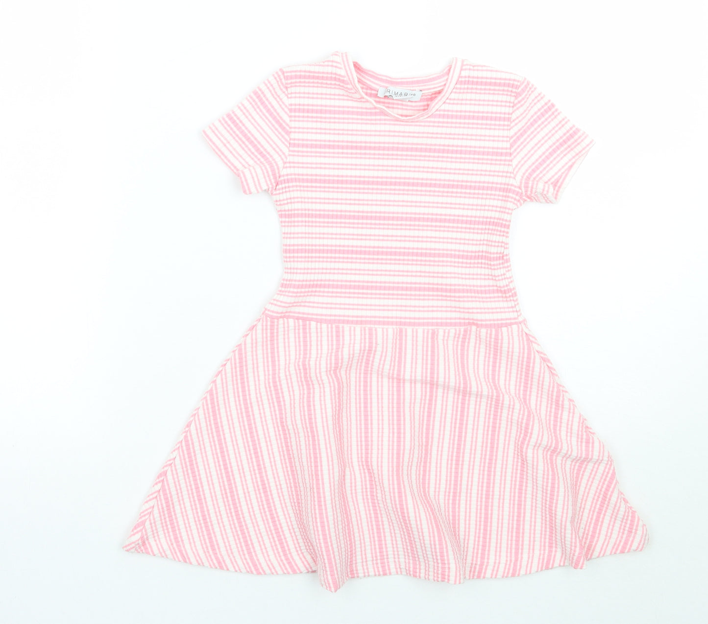 Primark Girls Pink Striped  A-Line  Size 6-7 Years