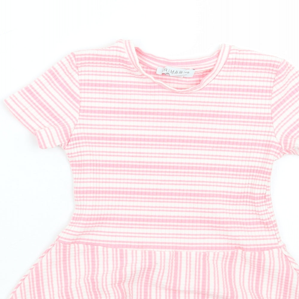 Primark Girls Pink Striped  A-Line  Size 6-7 Years