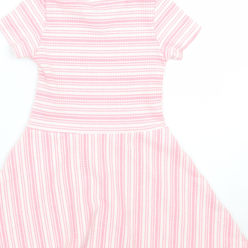 Primark Girls Pink Striped  A-Line  Size 6-7 Years