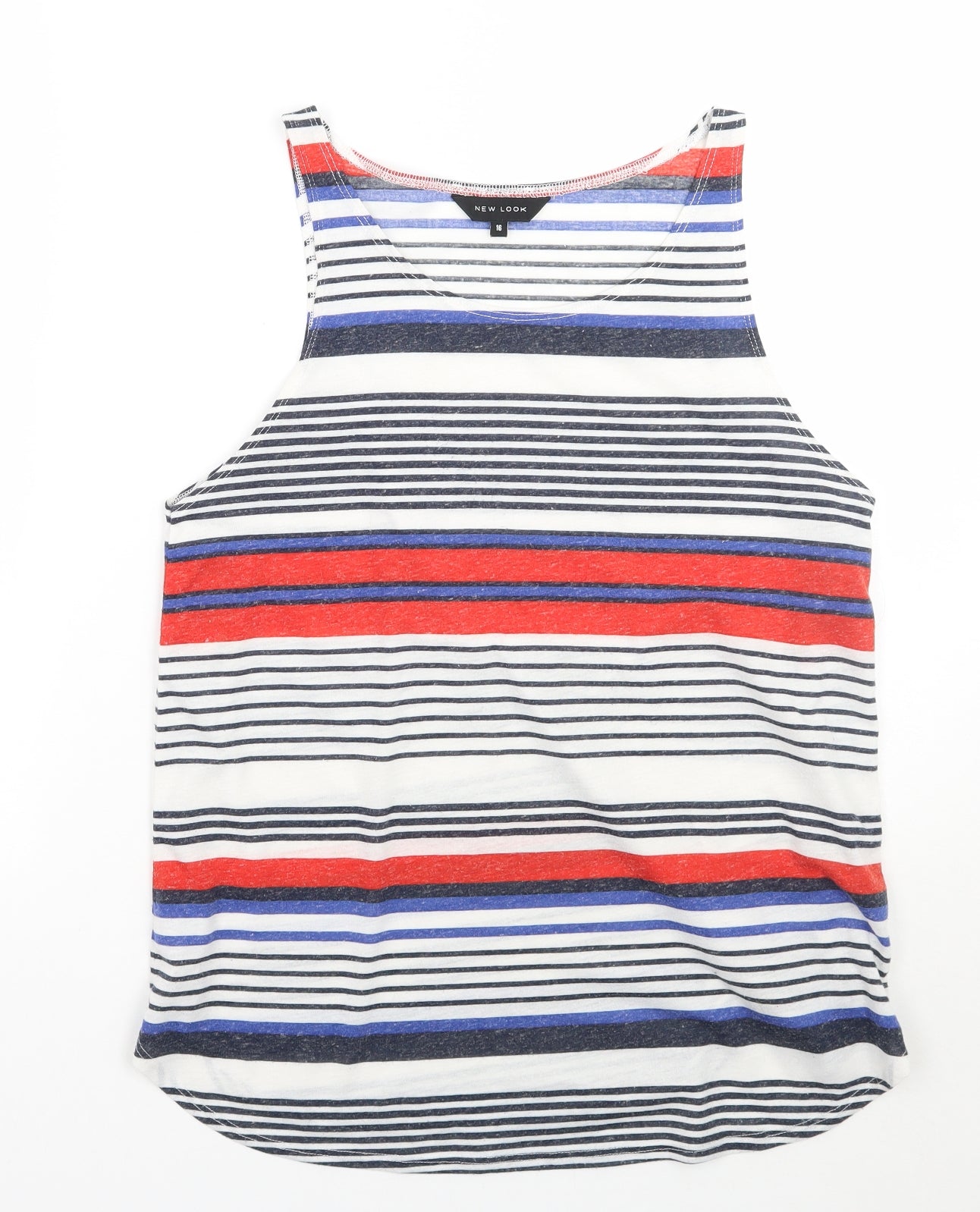 Newlook Womens White Striped  Basic Tank Size 16