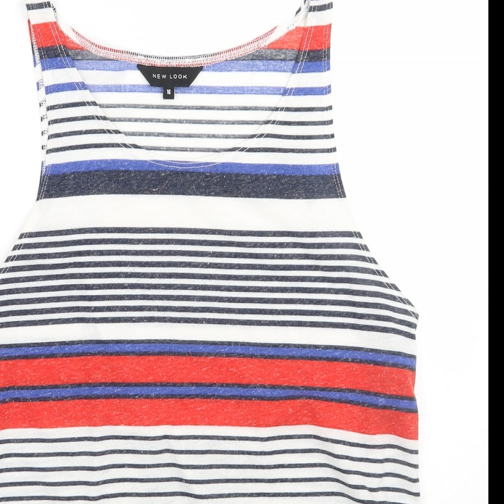 Newlook Womens White Striped  Basic Tank Size 16