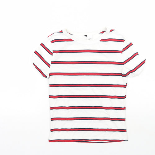 H&M Womens White Striped  Basic T-Shirt Size XS