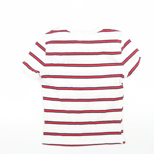 H&M Womens White Striped  Basic T-Shirt Size XS