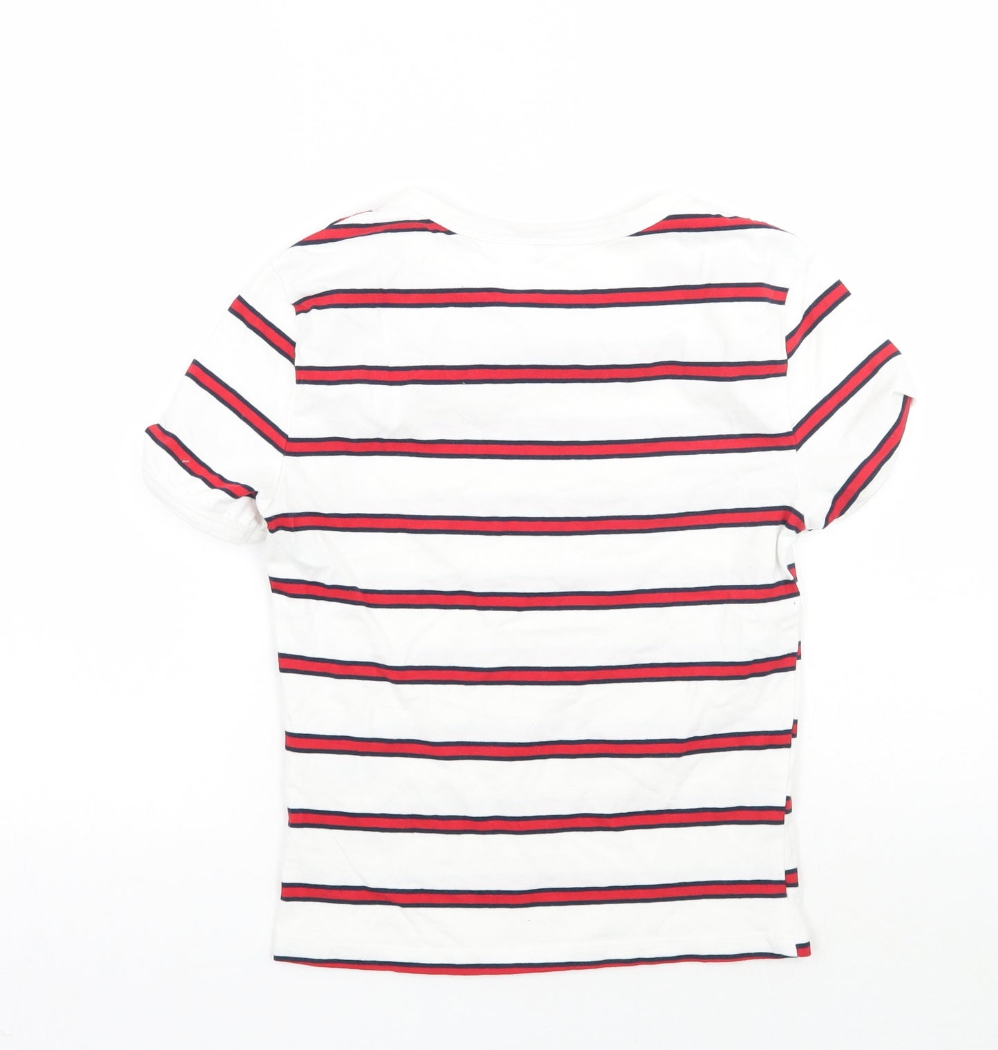 H&M Womens White Striped  Basic T-Shirt Size XS