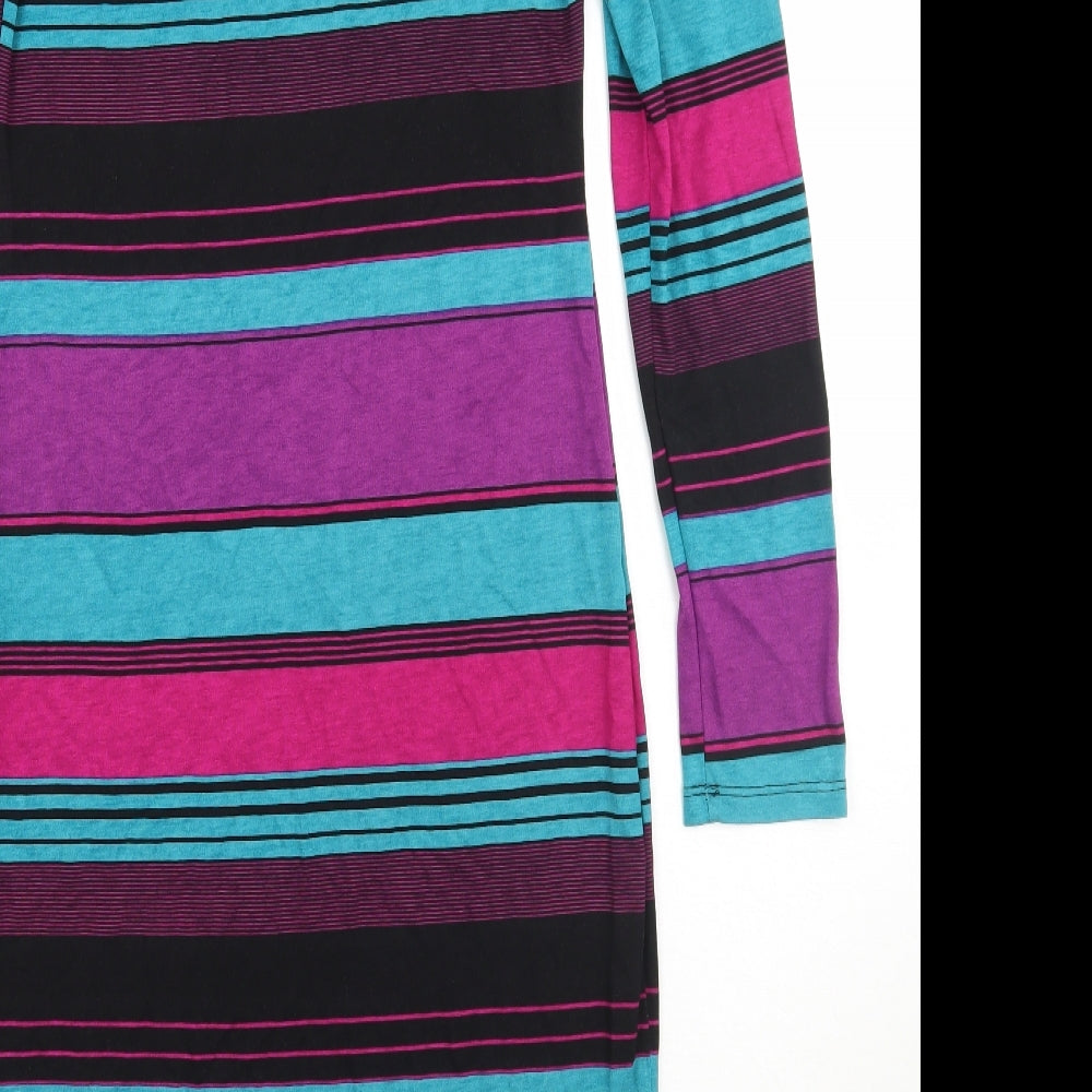 Preworn Womens Black Striped  A-Line  Size 8
