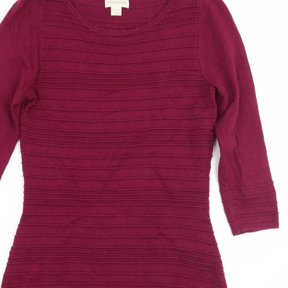 Monsoon Womens Purple Striped  A-Line  Size 8