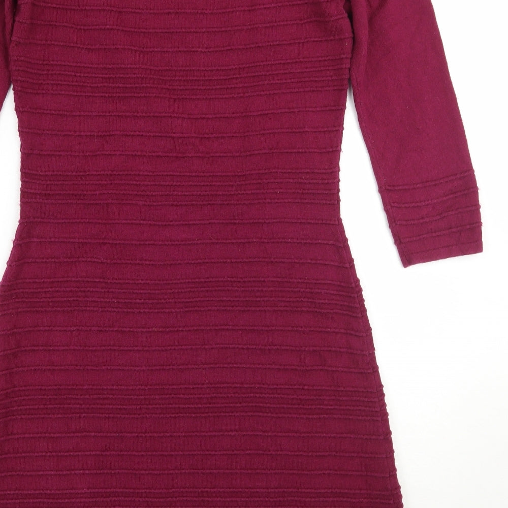 Monsoon Womens Purple Striped  A-Line  Size 8