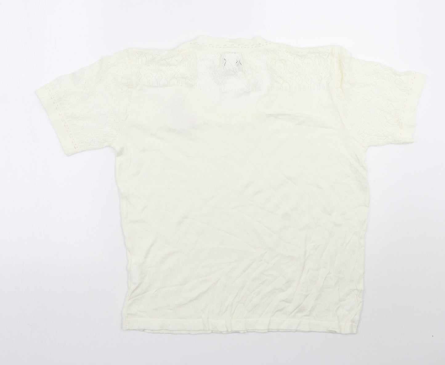 Afibel Womens White Floral  Basic T-Shirt Size 16