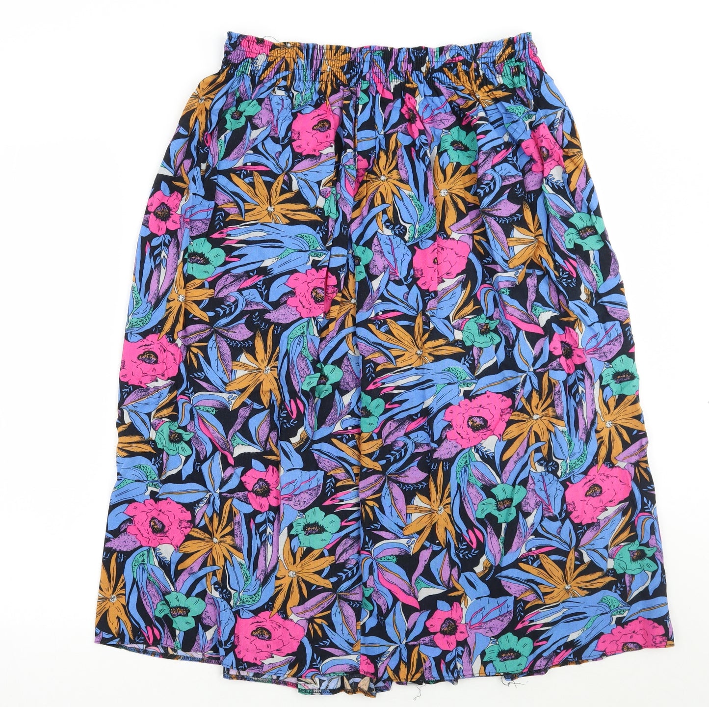 Preworn Womens Black Floral  A-Line Skirt Size 16
