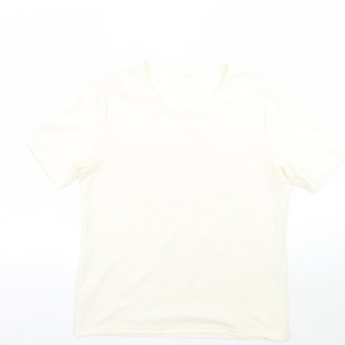 Preworn Womens Ivory Floral  Basic T-Shirt Size 14
