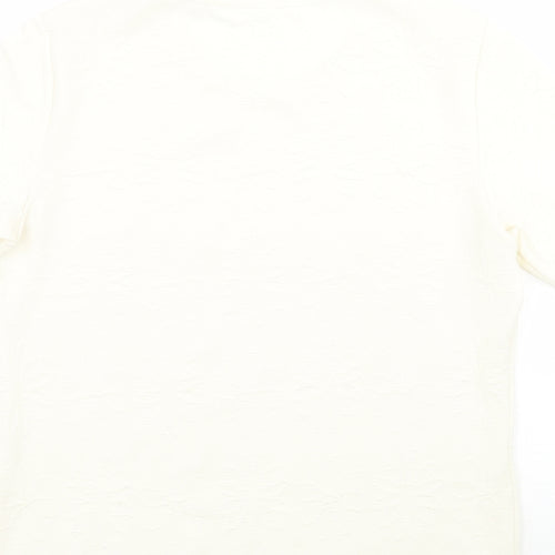 Preworn Womens Ivory Floral  Basic T-Shirt Size 14