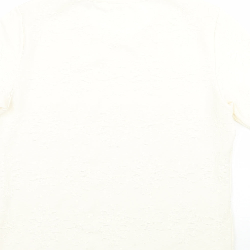 Preworn Womens Ivory Floral  Basic T-Shirt Size 14