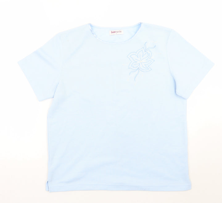Bonmarché Womens Blue Floral Basic T-Shirt Size S