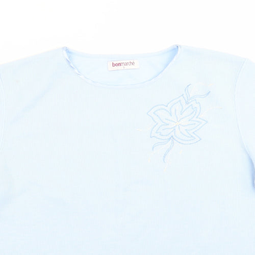 Bonmarché Womens Blue Floral  Basic T-Shirt Size S