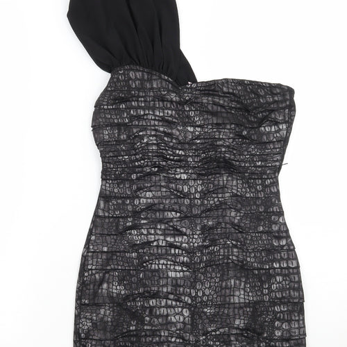 Lipsy Womens Black Animal Print  A-Line  Size 8