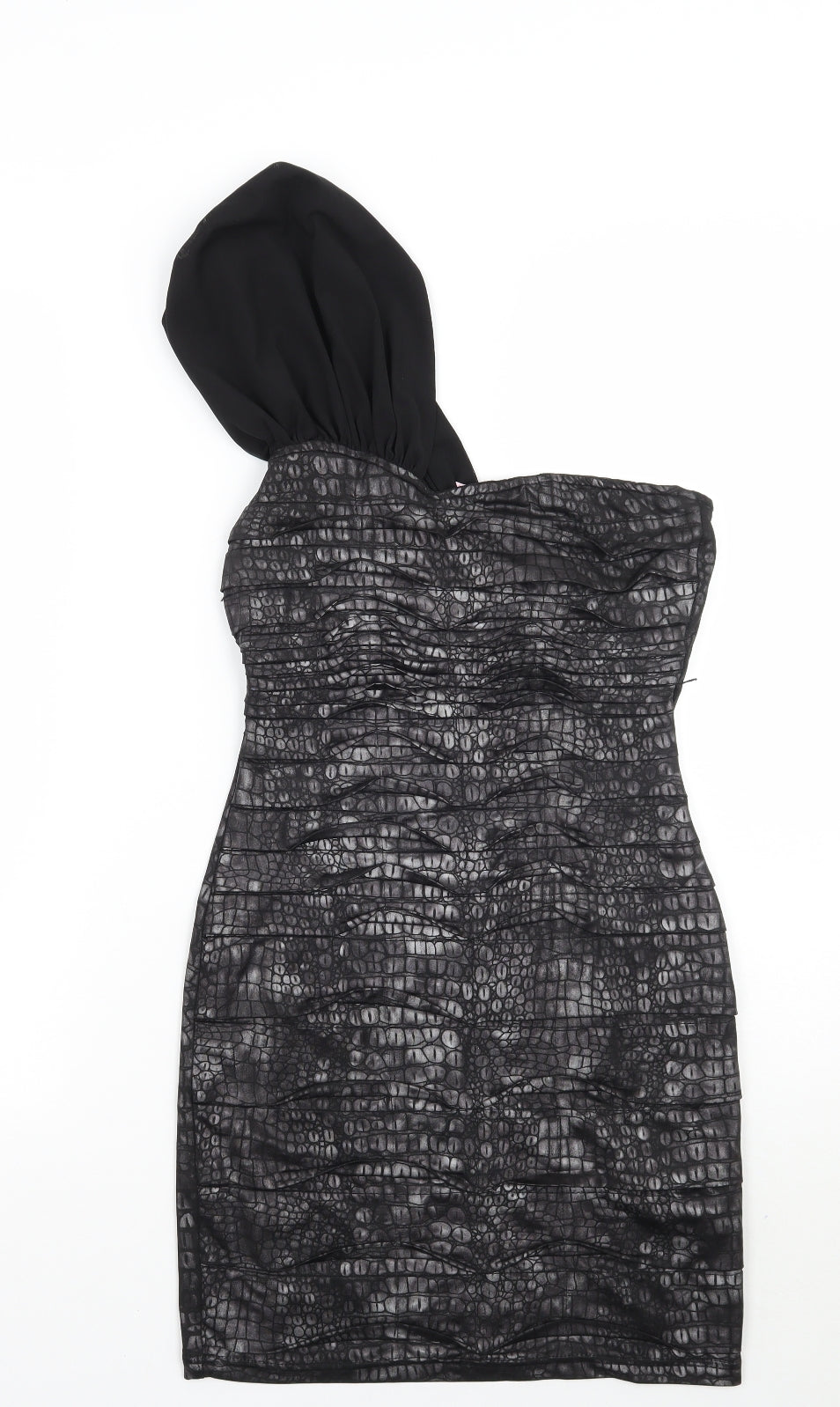 Lipsy Womens Black Animal Print  A-Line  Size 8