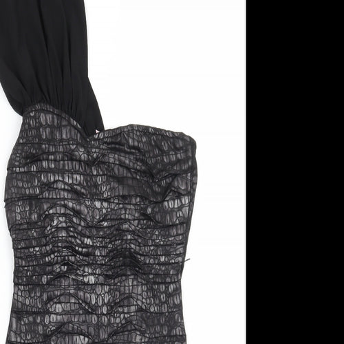 Lipsy Womens Black Animal Print  A-Line  Size 8